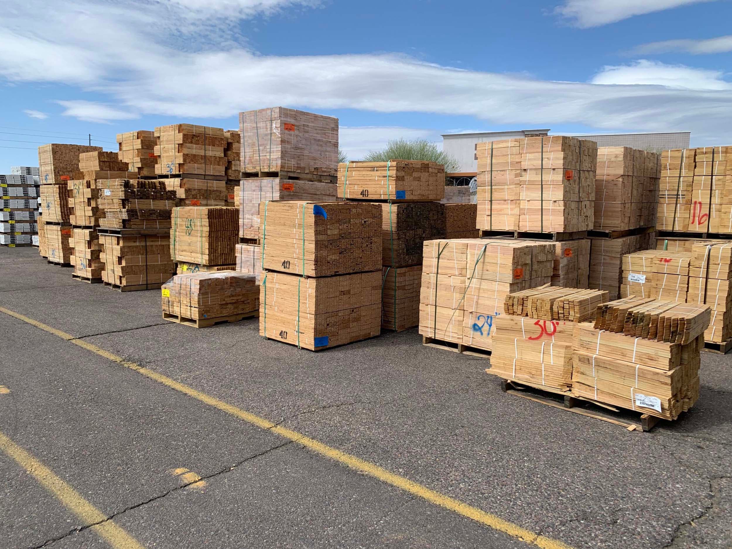 Construction supply yard stocked with concrete forming products