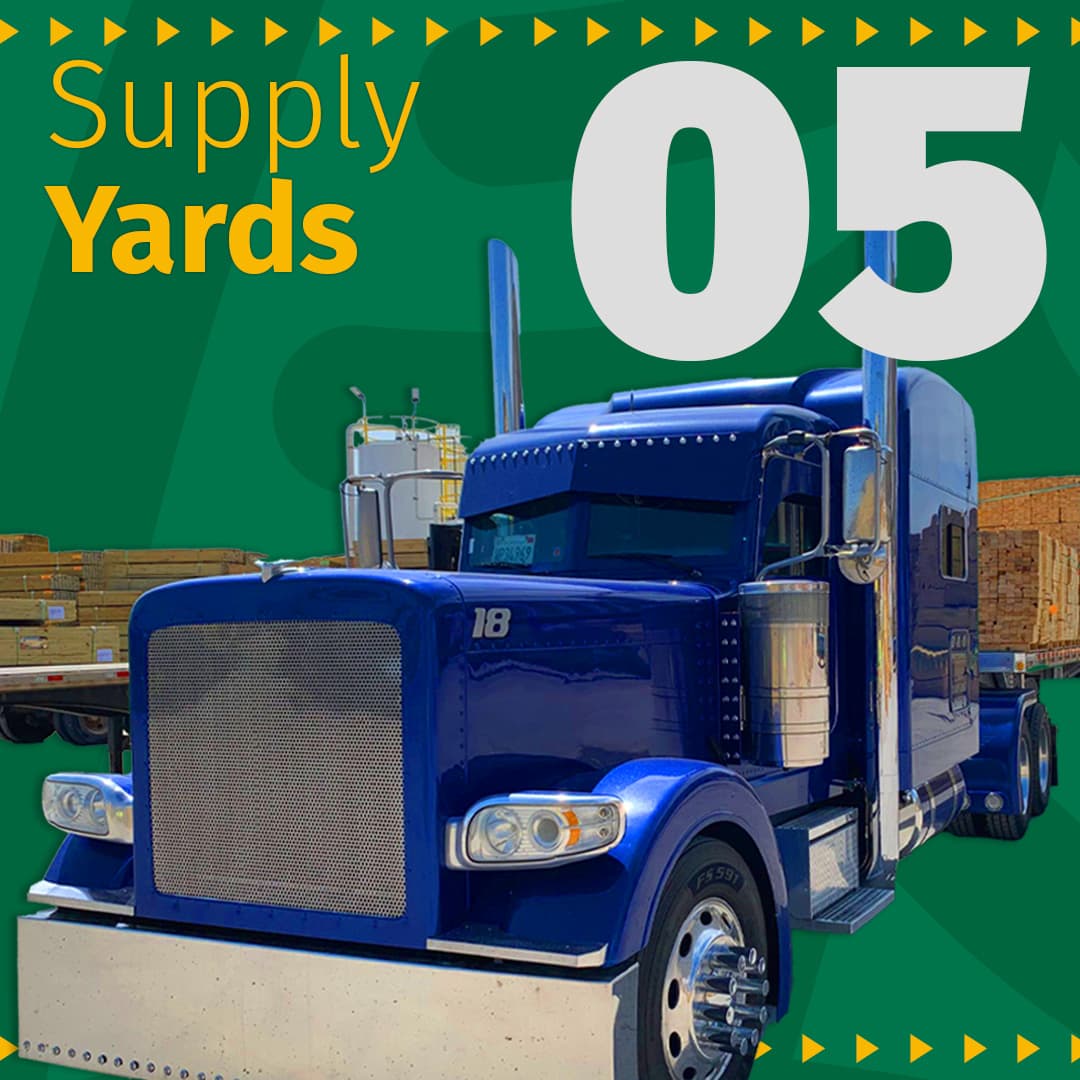 Construction supply yard with concrete forming products