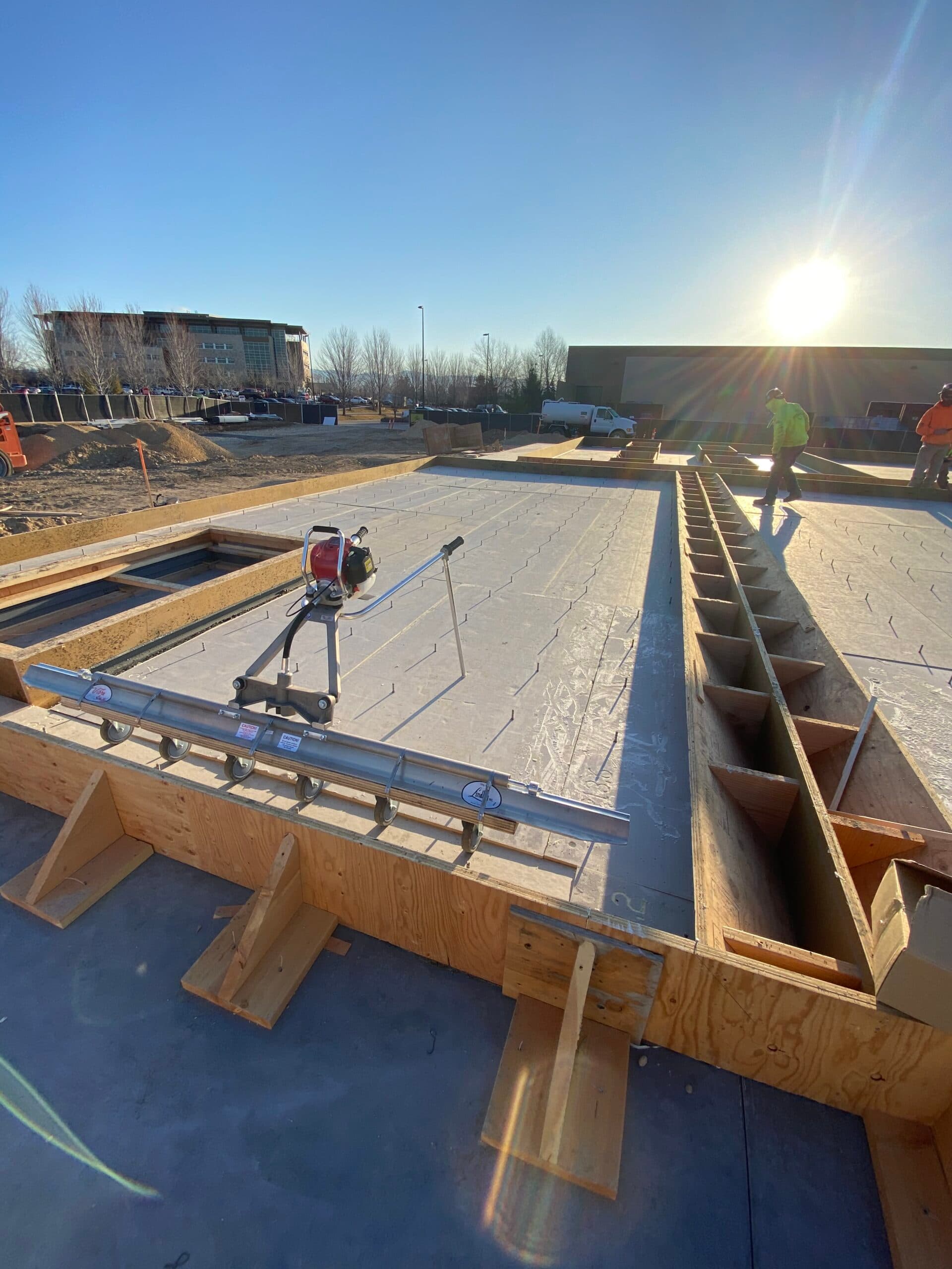 Tilt-up concrete panel construction in progress